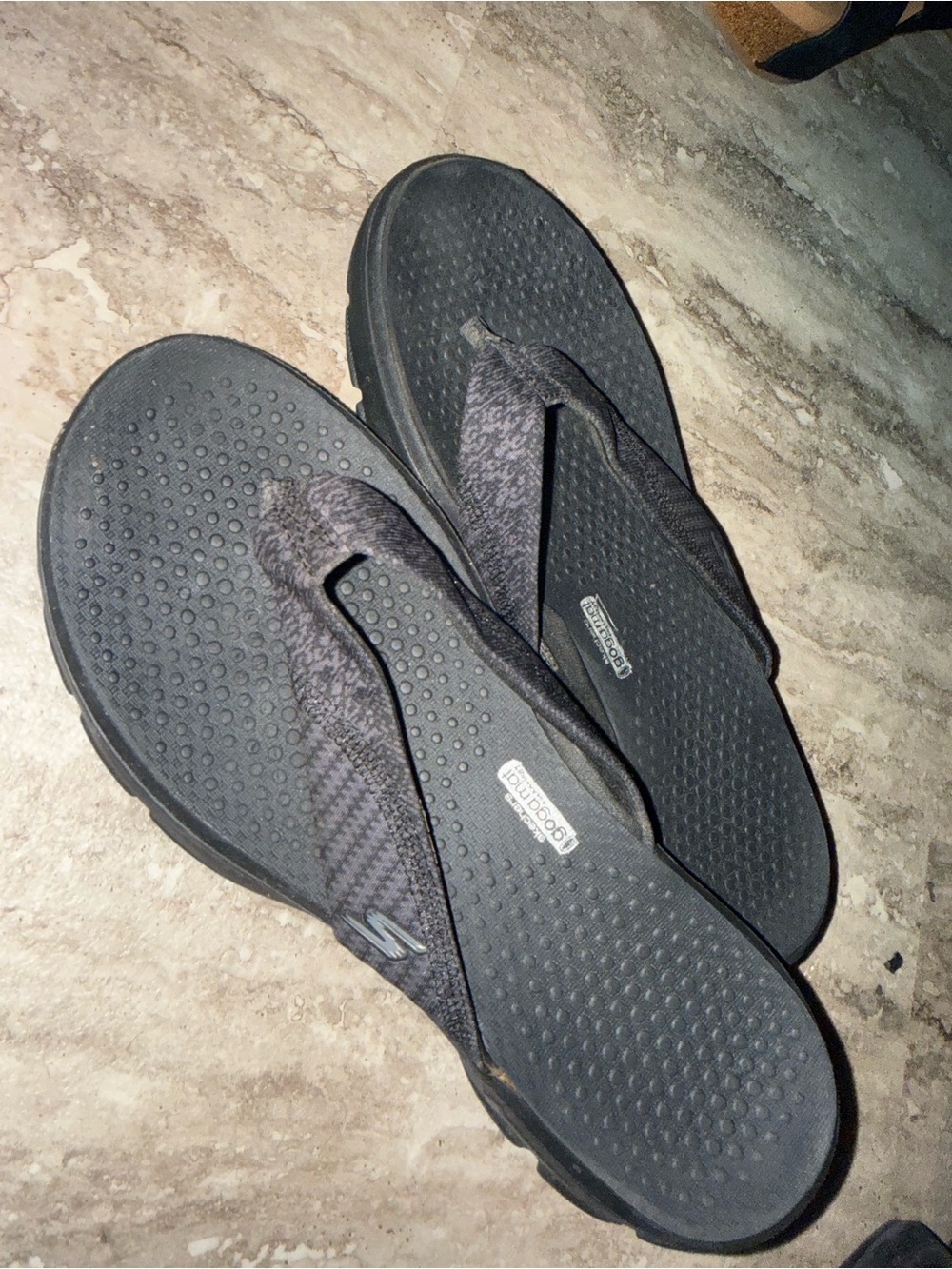 Skechers Black Gray Comfort Foam Flip Flops